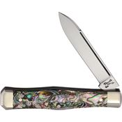 Titusville S06 Lexingtonian Folder Knife Abalone Satin 1095HC Spear Knife Silver Handles