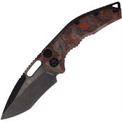 Heretic 0126ARDCC Auto Medusa Black MagnaCut Recurve Button Lock Knife Red Camo Carbon Fiber Handles