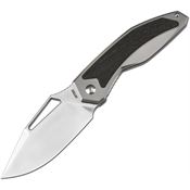 Artisan 1879GGY Fragarach Black S90V Drop Point Framelock Knife Gray Titanium/Fat Carbon Fiber Handles