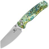 Bestech MK06P Cicadas Satin Wing B-Lock Green Resin Handles