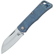 Black Fox 785MIBL Teeny Satin D2 Sheepsfoot Linerlock Knife Blue Micarta Handles