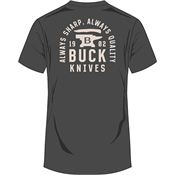 Buck 14294 Stacked Badge T-Shirt Gray 2XL