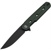 Civivi 25015A2 Navo Blackwash Nitro V Drop Point Linerlock Knife Green Canvas Micarta Handles