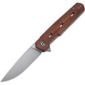 Civivi 25015B1 Navo Satin Nitro V Drop Point Linerlock Knife Brown Wood Handles