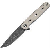 Civivi 25015ADS1 Navo Damascus Drop Point Linerlock Knife Ivory G10 Handles