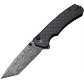 Civivi 19059CDS1 Brazen Damascus Tanto Button Lock Knife Black G10/Carbon Fiber Handles