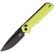 Critical Strike X504YEBF X504 Black Stonewash VG-10 Drop Point Slide Lock Knife Yellow G10 Handles
