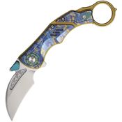 Critical Strike PREDATORTCP Predator Karambit Bead Blast M390 Linerlock Knife Copper/Camo Titanium Handles