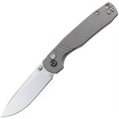 Defcon 017GY Delta Satin 14C28N Recurve Button Lock Knife Gray Aluminum Handles