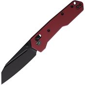 Defcon 021PP Black Reverse Tanto Axis Lock Knife Dark Red Aluminum Handles