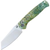 Defcon 024GNYL Artifact Blushed Sheepsfoot Axis Lock Knife Green/Gold Resin Handles