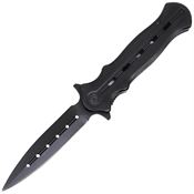 ElitEdge 10B010BK Assist Open Black Dagger Linerlock Knife Black Handles