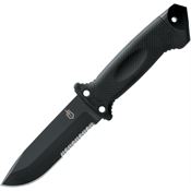 Gerber 1027863 LMF II Infantry Black Part Serrtaed Drop Point Fixed Blade Knife Black Nylon Handles