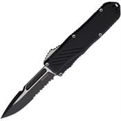 Guardian Tactical 93212 Auto Recon 035 Two-Tone Part Serrated MagnaCut Spear Point OTF Knife Black Aluminum Handles
