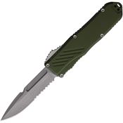 Guardian Tactical 98512 Auto Recon 035 Serrated Stonewash MagnaCut Spear Point OTF Knife OD Green Aluminum Handles