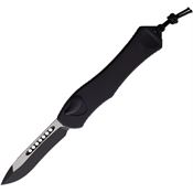 Heretic 40810AT Two-Tone MagnaCut Recurve OTF Knife Black Aluminum Handles
