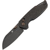 Kansept 1022V1 Model 6 Blackwash S35VN Sheepsfoot Crossbar Lock Knife Shredded Carbon Fiber Handles