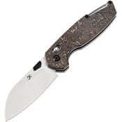 Kansept 1022V2 Model 6 Stonewash S35VN Sheepsfoot Crossbar Lock Knife Copper Foil Carbon Fiber Handles