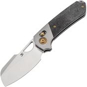 Kansept 2125V2 Nahual Stonewash MagnaCut Crossbar Lock Knife Shredded Carbon Fiber Handles