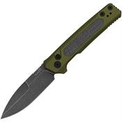 Kershaw 7205 Auto Launch 22 Blackwash MagnaCut Spear Point Button Lock Knife Od Green Anodized Micarta Handles