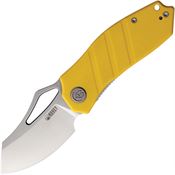 Kubey 335E Ceyx Satin D2 Tanto Linerlock Knife Yellow G10 Handles