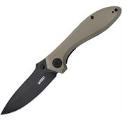 Kubey 314K Ruckus Blackwash Linerlock Knife Tan G10 Handles