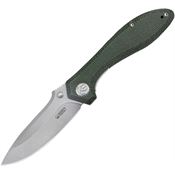 Kubey 314N Ruckus Stonewash Linerlock Knife Green Canvas Micarta Handles