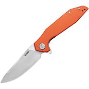 Kubey 117M Nova Satin 14C28N Drop Point Linerlock Knife Orange G10 Handles