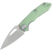 Kubey 122V Coeus Stonewash 14C28N Linerlock Knife Jade G10 Handles