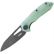 Kubey 291R Vagrant Blackwash 14C28N Linerlock Knife Jade G10 Handles