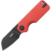 Kubey 407D Boxer Blackwash 14C28N Sheepsfoot Linerlock Knife Red G10 Handles