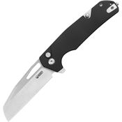 Kubey 363A 10-8 Satin 14C28N Sheepsfoot Button Lock Knife Black G10 Handles