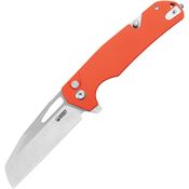 Kubey 363B 10-8 Satin 14C28N Sheepsfoot Button Lock Knife Orange G10 Handles