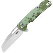 Kubey 363D 10-8 Satin 14C28N Sheepsfoot Button Lock Knife Digital Camo G10 Handles