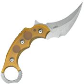 Kubey 448B Velociraptor Stonewash Karambit Fixed Blade Knife Ultem Handles