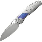 Kubey 385A Sudden Stonewash CPM-20CV Sheepsfoot Framelock Knife Gray Titanium Handles