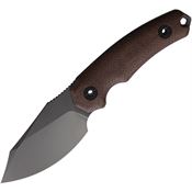 Kunwu F706BR3 Stiffy D Black Fixed Blade Knife Brown Micarta Handles
