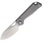 Kunwu X705XLT1 Pulsar Satin Elmax Drop Point Xt Lock Knife Gray Textured Titanium Handles