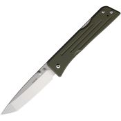 Main Street 002 Route 66 Tumbled S45VN Tanto Lockback Knife Od Green G10 Handles
