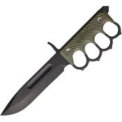 Main Street 038 US 2024 Black Carbon Steel Fixed Blade Knife OD Green Handles