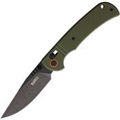 Marbles 694 Black Stonewash Drop Point Slide Lock Knife Green G10 Handles