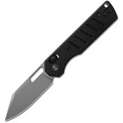 Miguron 822ABK Gatov Gray D2 Clip Point Crossbar Lock Knife Black Aluminum Handles
