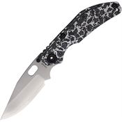 North Mountain Blade 2521WHCF BBNM Stonewash Bowie Framelock Knife Snow Ceramic Carbon Fiber Handles