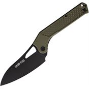 Ontario 4320TC Camp Plus EDC Black Cleaver Linerlock Knife Green Handles