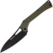 Ontario 4325 Camp Plus EDC Black Cleaver Linerlock Knife Green Handles