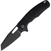 Petrified Fish E17DDW Trilobite Blackwash 14C28N Tanto Button Lock Knife Black G10 Handles