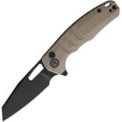 Petrified Fish E17KDW Trilobite Blackwash 14C28N Tanto Button Lock Knife Khaki G10 Handles