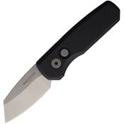 Pro Tech R5201 Auto Runt 5 Stonewash CPM-20CV Tanto Button Lock Knife Black Anodized Aluminum Handles