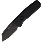 Pro Tech R5203 Auto Runt 5 Black DLC CPM-20CV Tanto Button Lock Knife Black Anodized Aluminum Handles