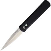 Pro Tech 921MOP Auto Godfather satin 154CM Spear Point Knife Black Aluminum Handles